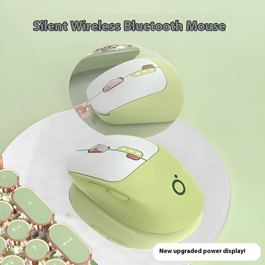 Mute wireless Bluetooth computer mouse in Matcha Green colour on a desk