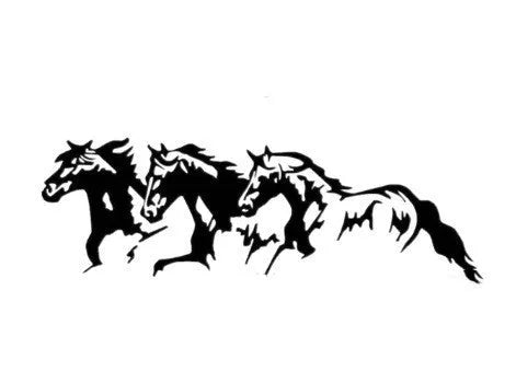 Galloping horse design car sticker decal measuring 25cm by 8cm in four colour options