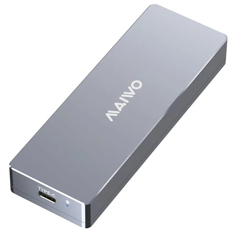 Aluminium M.2 SATA SSD enclosure kit with USB Type-C cable, screwdriver, screws, and thermal pad.