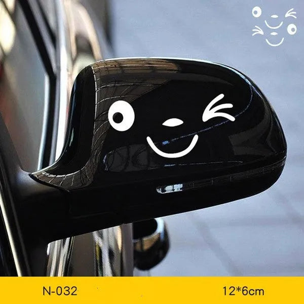 Reflective cartoon eye car body stickers pair for electric vehicle decoration