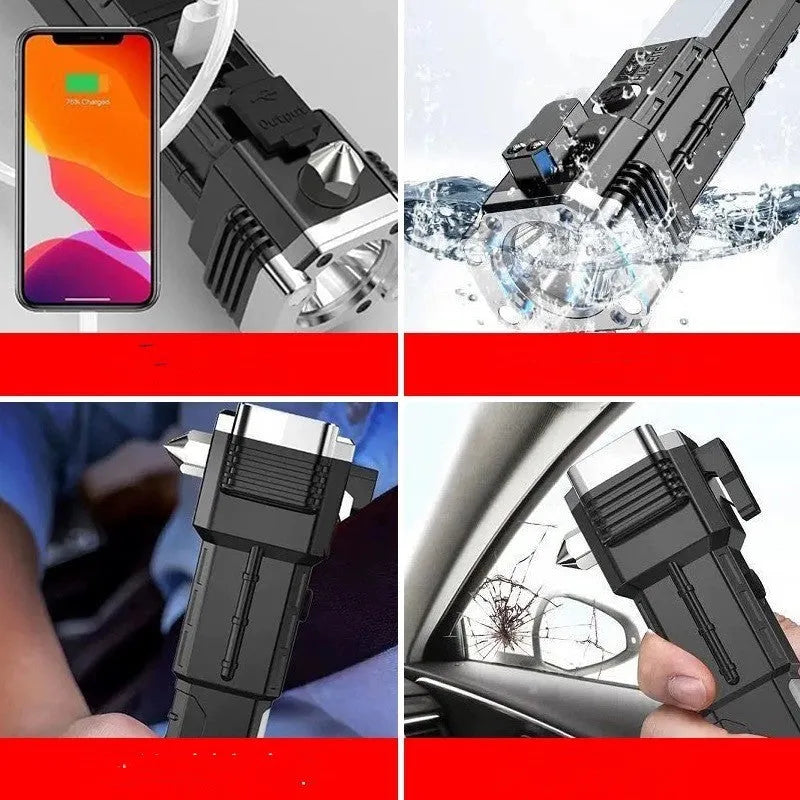 Silver portable power bank LED emergency work light with strong beam for outdoor use