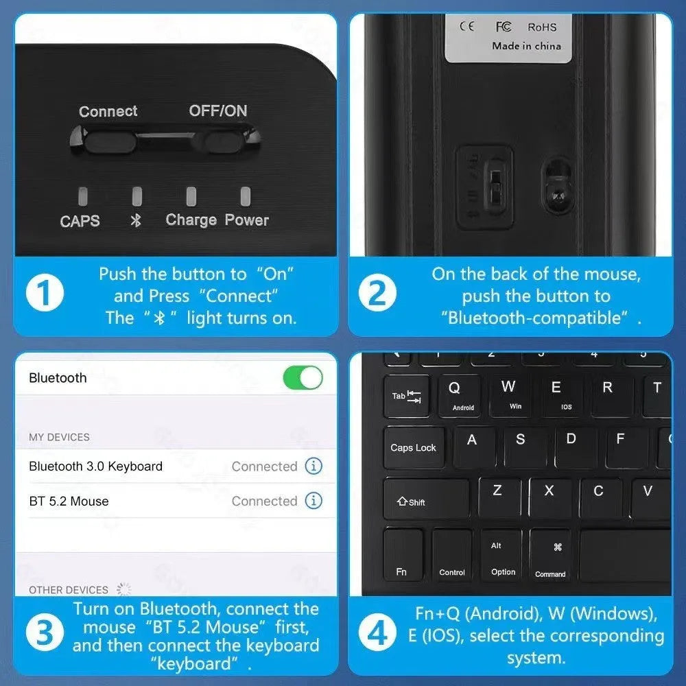 iPad leather protective case with integrated luminous RGB backlit Bluetooth keyboard and stand in multiple colour options.