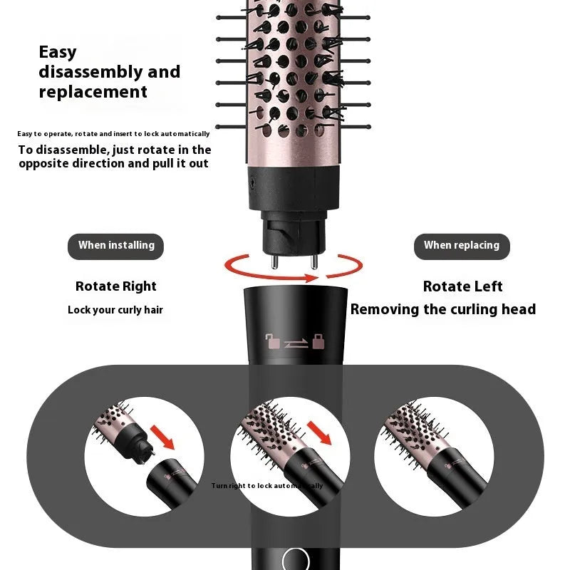 Automatic large wave hair curler in rose gold or black with three headbands accessories