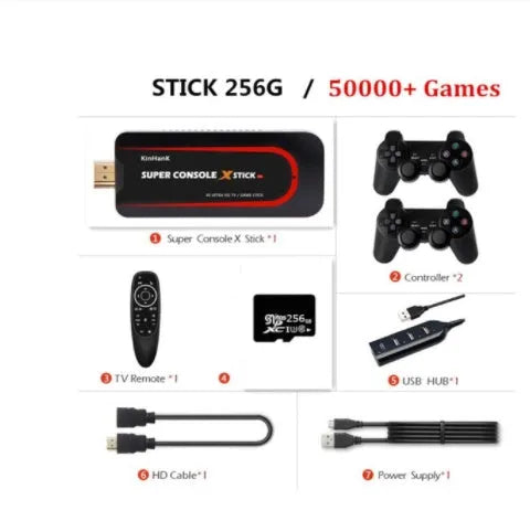 Super X 64-bit retro game console with HDMI port and dual-system operation