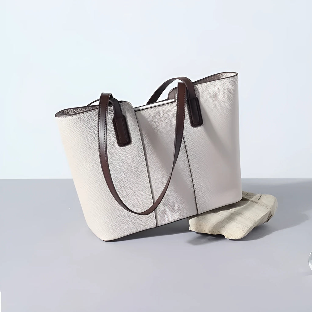 Women's genuine leather large capacity shoulder bag in box shape with sandwich pocket