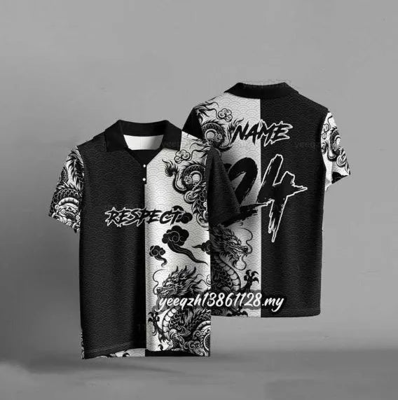 Black loose-fit men's t-shirt featuring a 3D digitally printed graphic on the front.