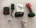 Wireless electric pruning knife and its two lithium batteries in a plastic storage box