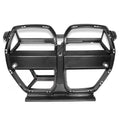 Black dry carbon fibre front bumper grille for BMW M3 M4 G80 G82 with visible 3K weave pattern