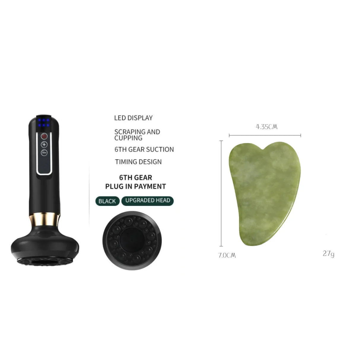Green electric vacuum cupping massager with adjustable suction and infrared heating functions
