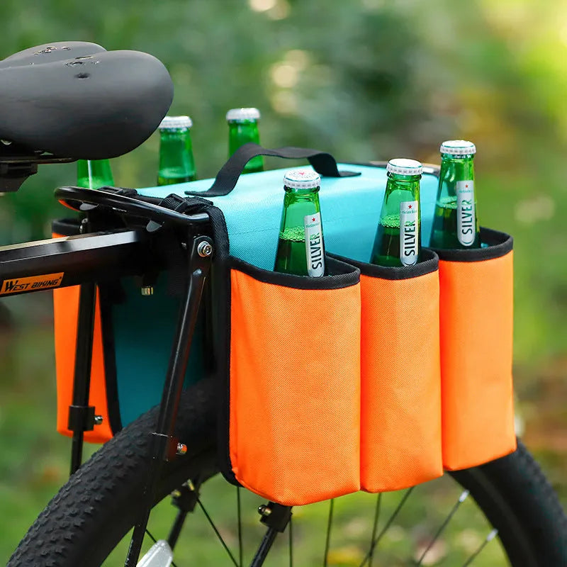 Bicycle double-sided beverage anti-scratch shelf bag in black or blue orange colour