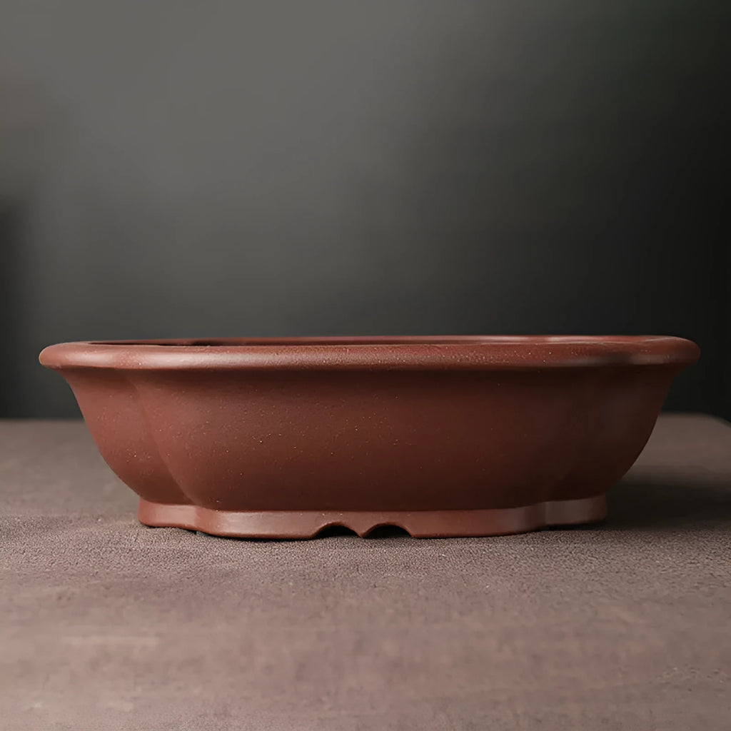 Handmade purple clay Chinese bonsai basin ceramic pot 25cm diameter