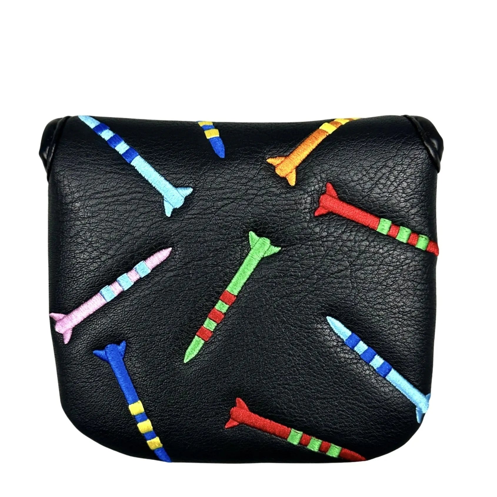 Black and white golf putter protective sleeve with rocket pattern square design