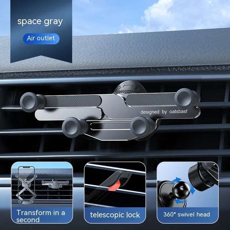 Aluminium alloy car phone mounting bracket for dashboard or air vent installation