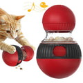 Rotating plastic cat toy with colourful super ball design and food dropping mechanism