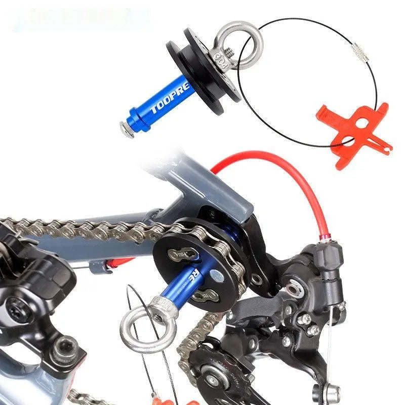 Aluminium bicycle chain holder tool shown in barrel shaft, basic and quick release versions.