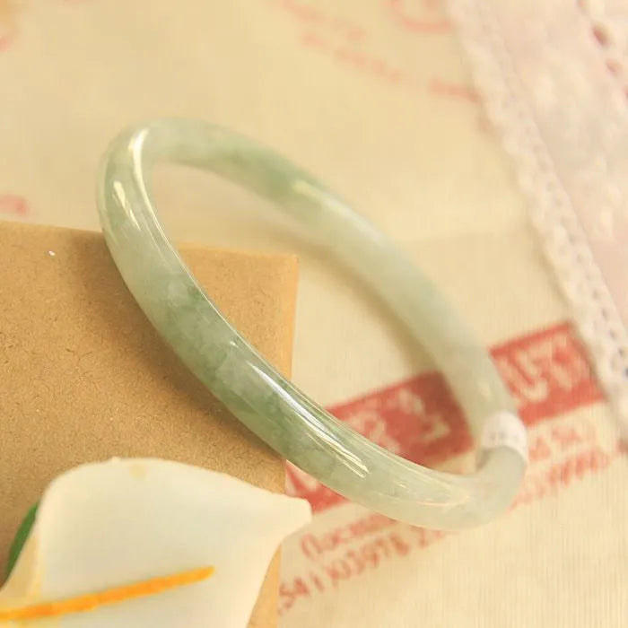 Green Chinese-style geometric jade bracelet with manual processing and adjustable sizing