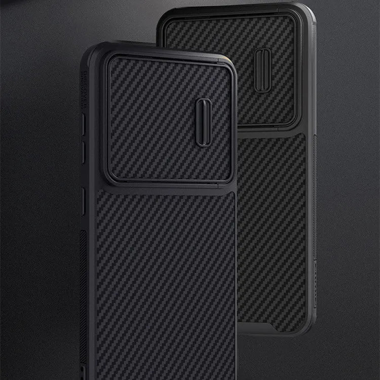 Black Samsung S23 Ultra mobile phone case with lens cover protection