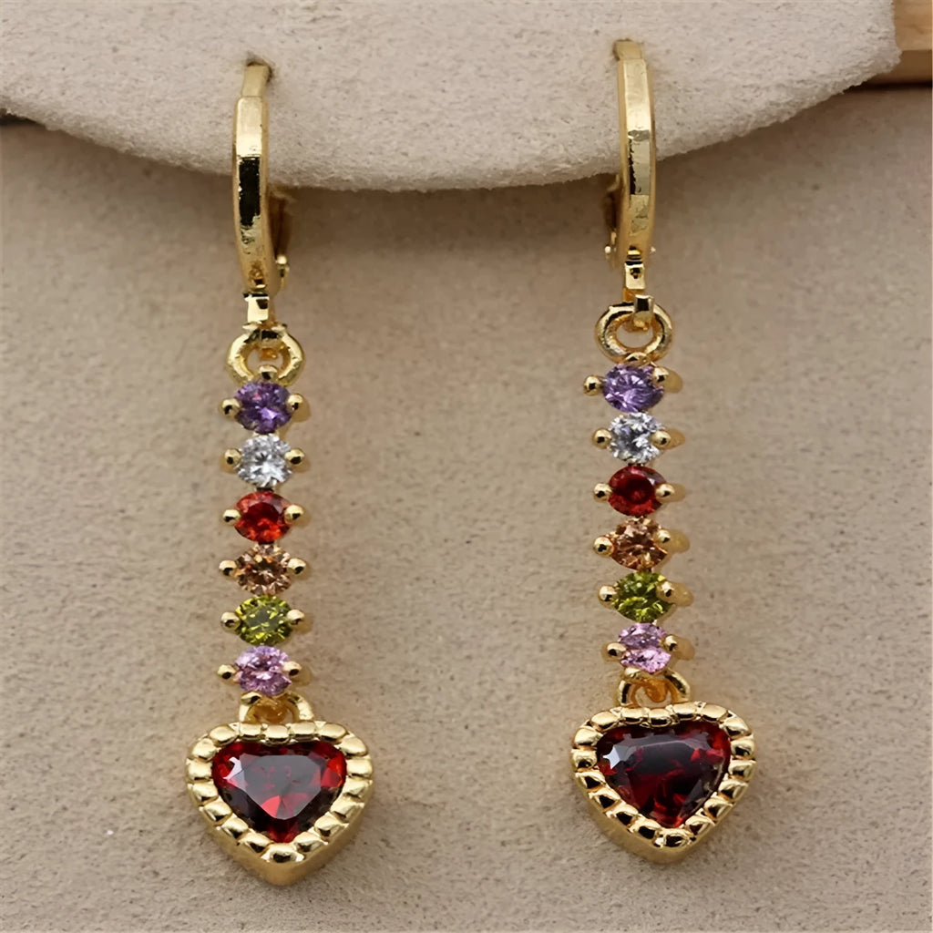 Gold and silver heart-shaped alloy earrings for women with electroplated finishes