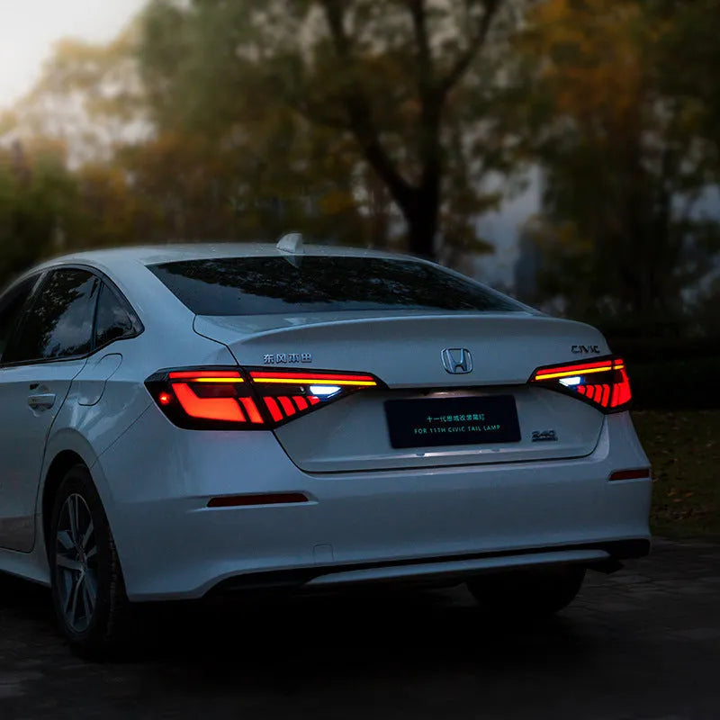 11th generation Honda Civic LED tail light assembly with sequential turn signals in black and red colour
