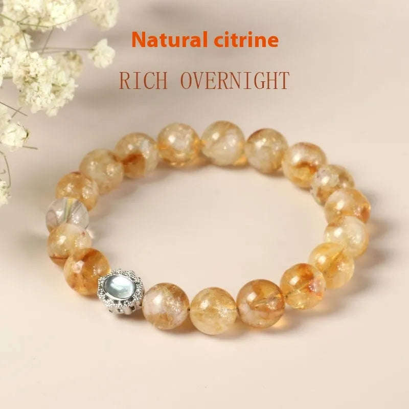 Geometric citrine crystal bracelet with 10mm faceted gemstones in unisex jewellery design