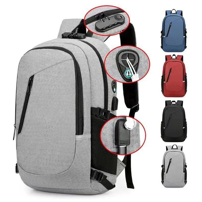 Solid colour oxford cloth computer backpack for men with street trend style and 20-35 litre capacity
