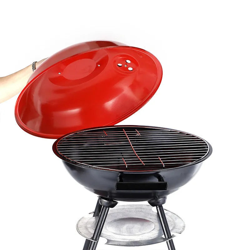 Portable 14-inch cast iron barbecue oven with minimalist modern design for outdoor cooking