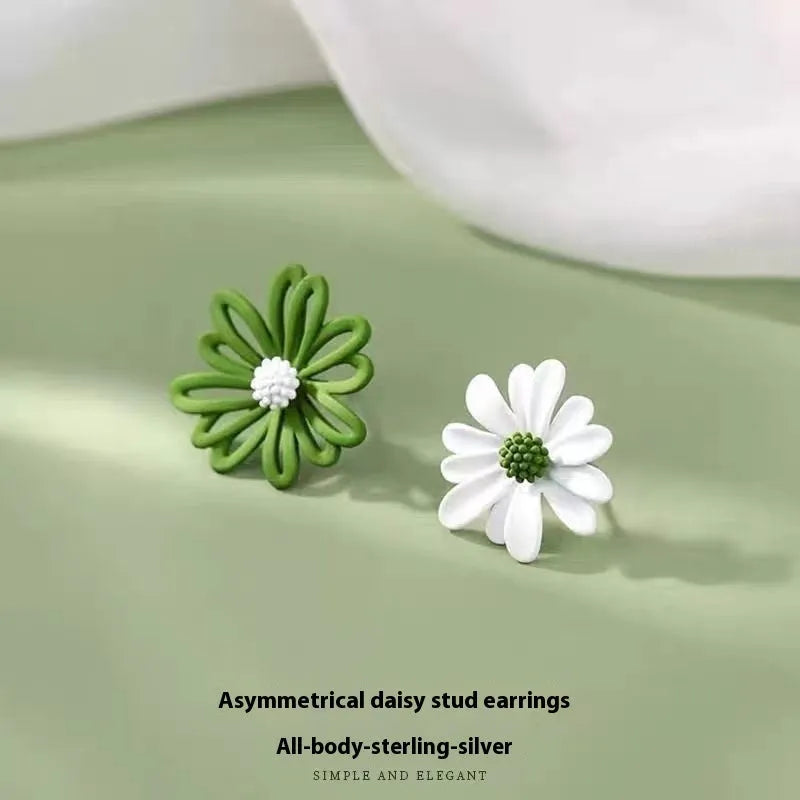 Little Summer alloy flower stud earrings in blue orange, white green, or yellow white colour combinations