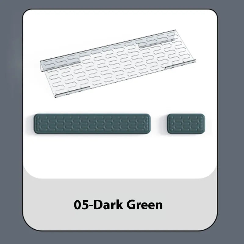 Double sided keyboard and mouse pad with thickened memory foam wrist rest in black resin with non-slip base