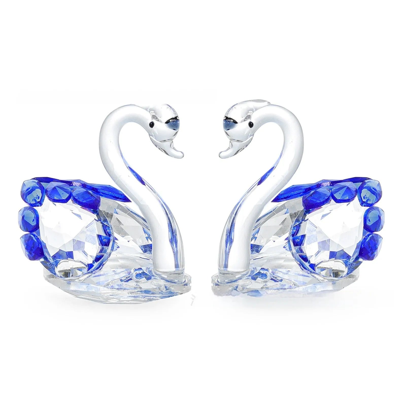 White crystal swan ornament in modern style with solid head or empty pipe construction options