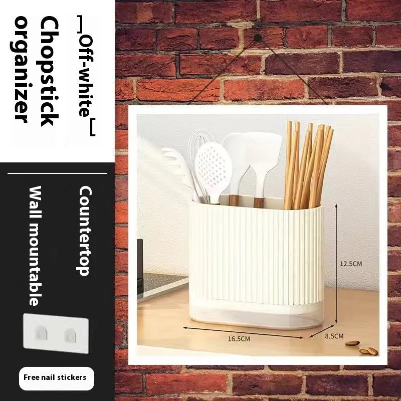 Plastic wall-mounted chopsticks cage kitchen utensil holder in modern style.