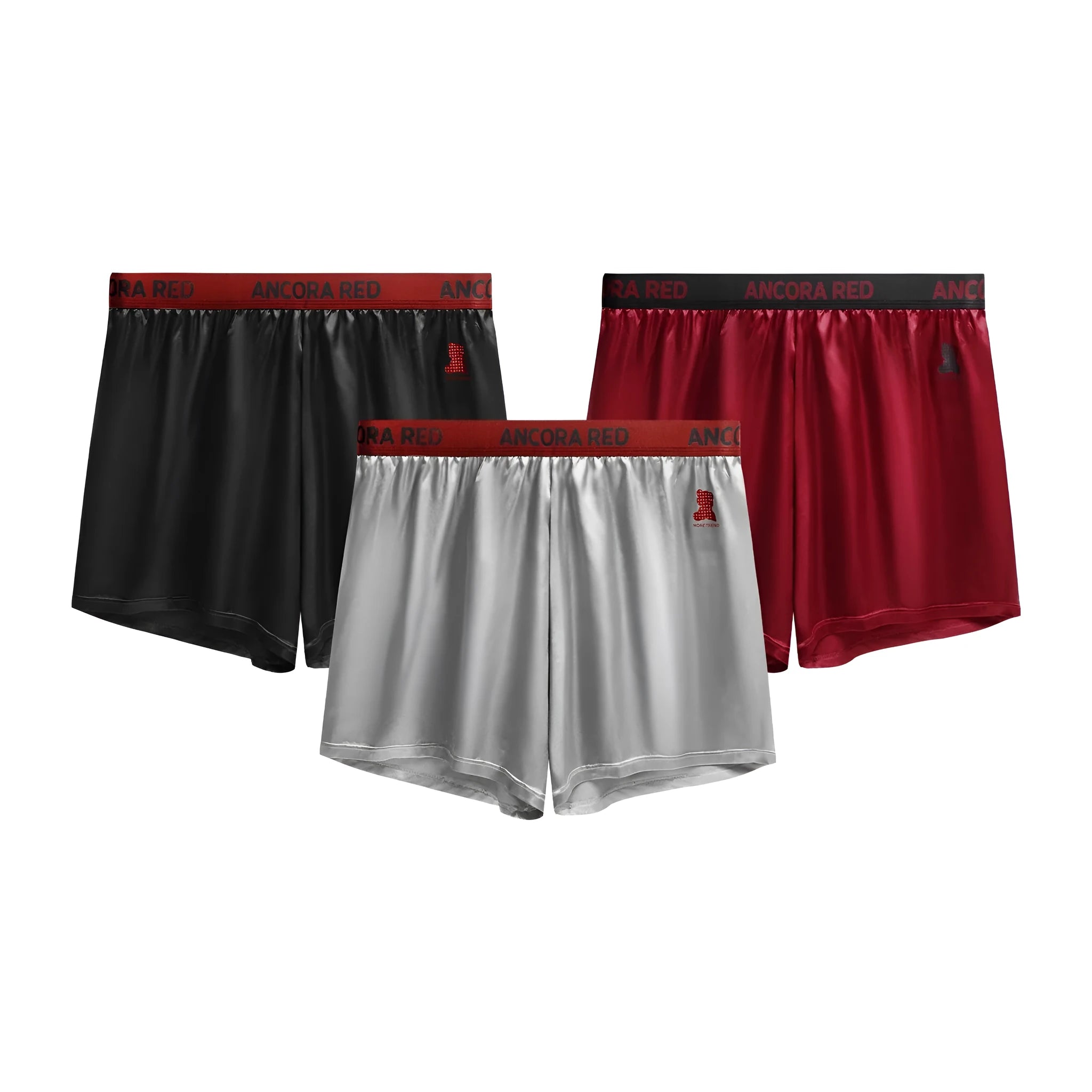 Solid colour men's boxer briefs in polyester knit fabric showing mid-waist design