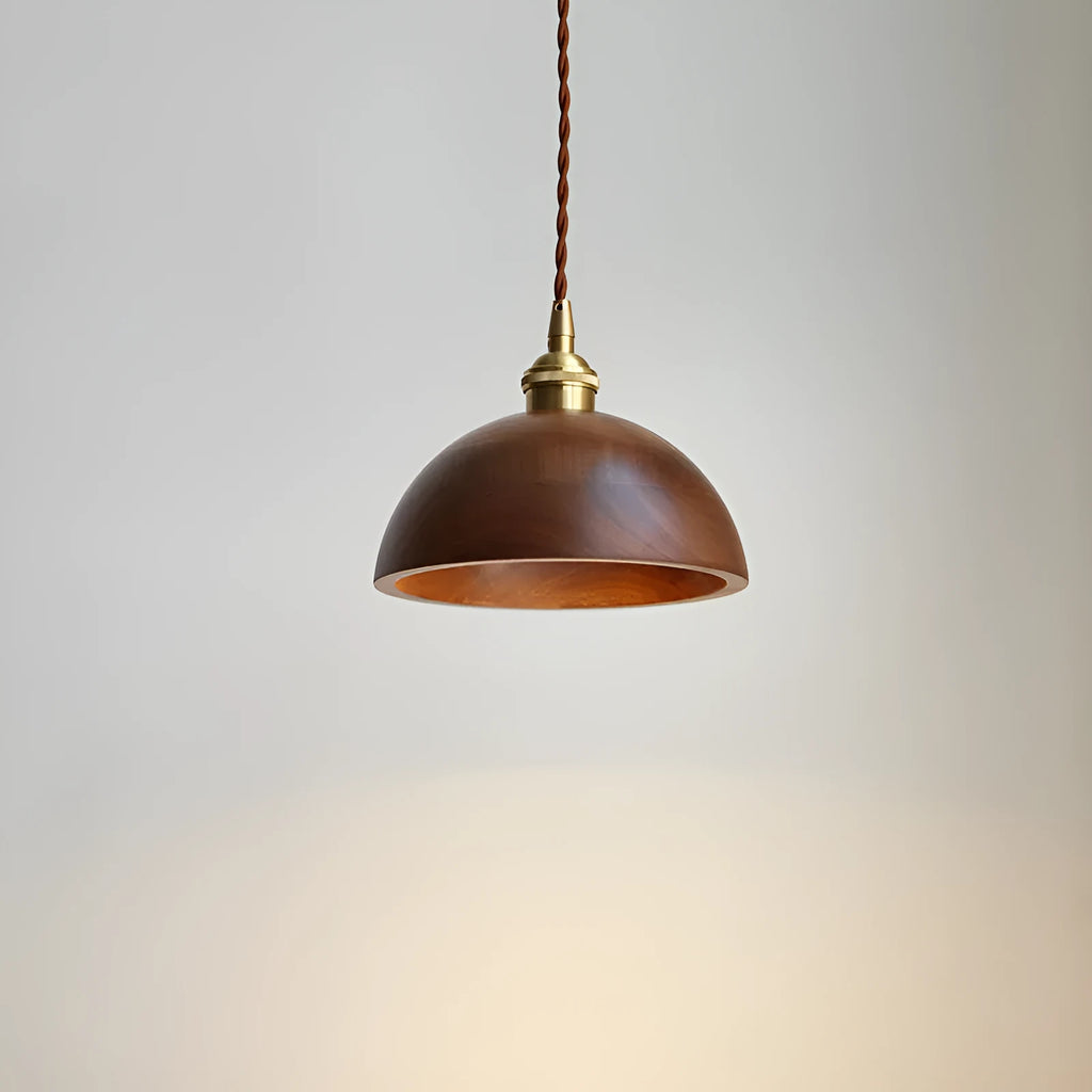 Black walnut and copper single-head droplight chandelier with E27 fitting