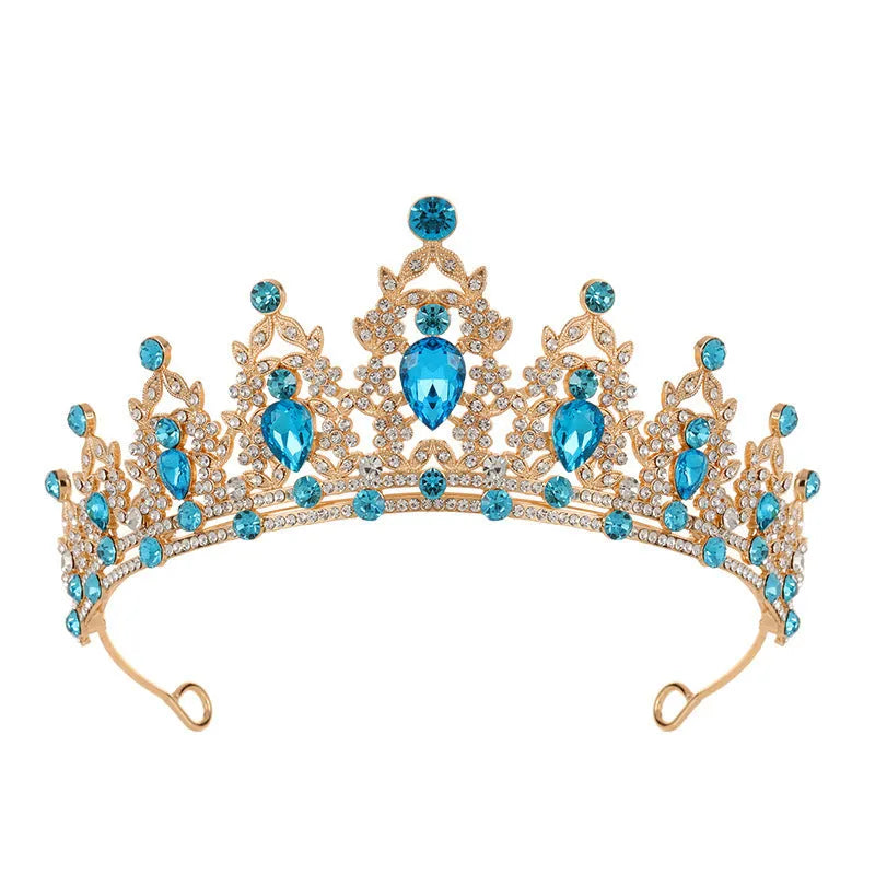 Baroque-style bride headdress crown with rhinestone accents on alloy base