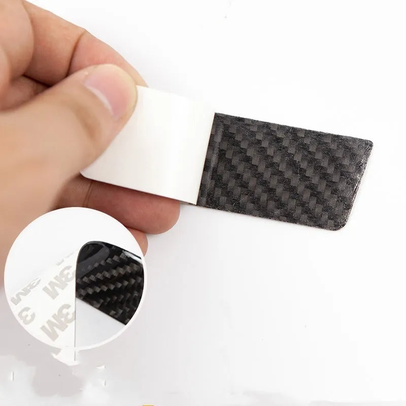 Carbon fibre door handle protection stickers for Tesla Model S with adhesive backing