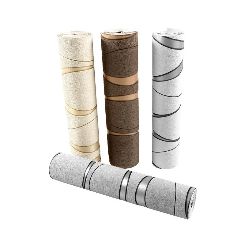 Curved stripe pattern 3D background wallpaper in non-woven fabric with deerskin velvet finish
