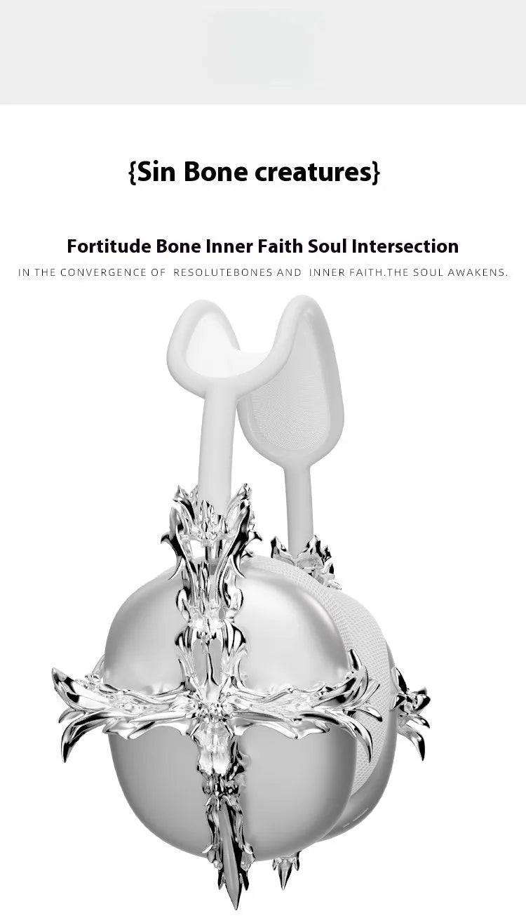 Gothic cross design hard resin headphone cover for Apple AirPods Max in silver colour