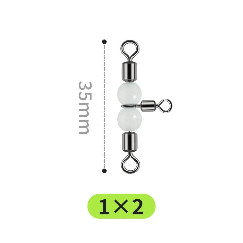 Copper three-fork luminous swivel bead and T-type balance fork ring fishing lure accessories.