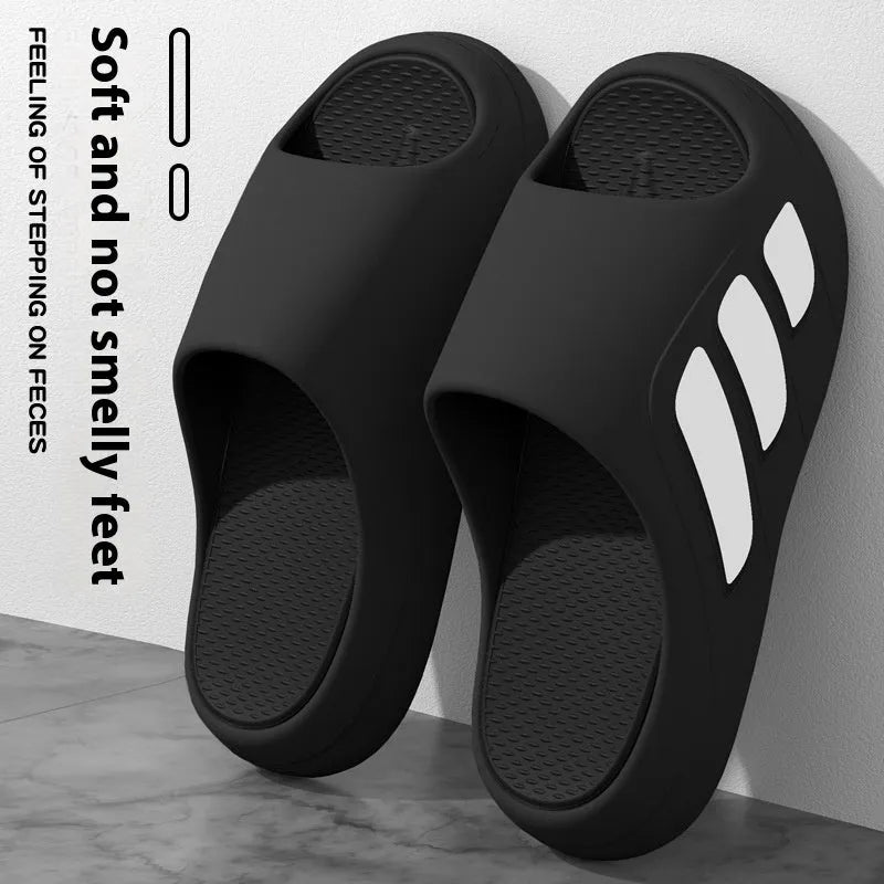 Men's and women's brown EVA platform slippers, flip flop style for indoor home use.