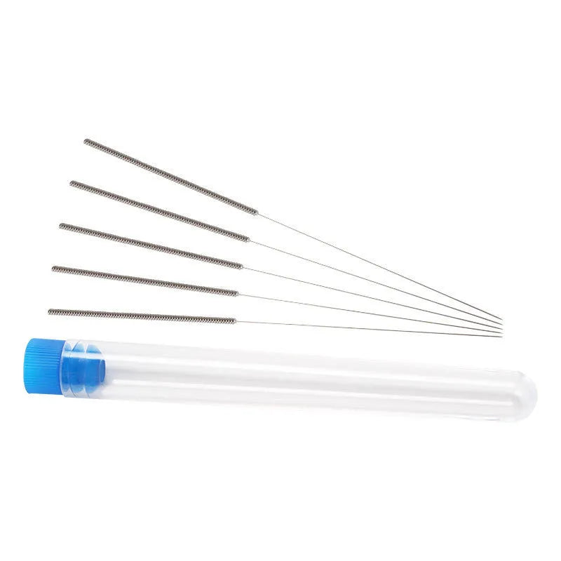 Ten E3D Mk8 compatible nozzle cleaning needles for 3D printers, shown with diameter size options.