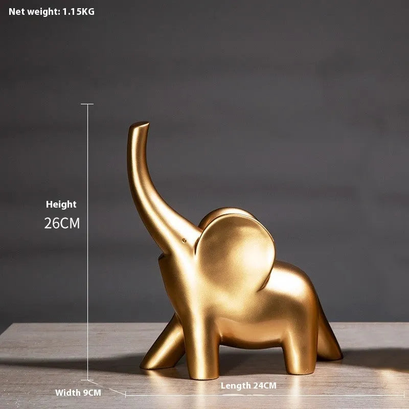 Modern rose gold and white resin elephant ornament figurine for home decor.