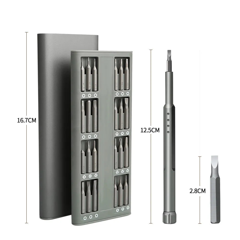 49-piece magnetic precision screwdriver set for mobile phone repair with nickel aluminium bronze construction