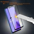 OPPO A9 2020 full glue black tempered glass screen protector shown on a phone.