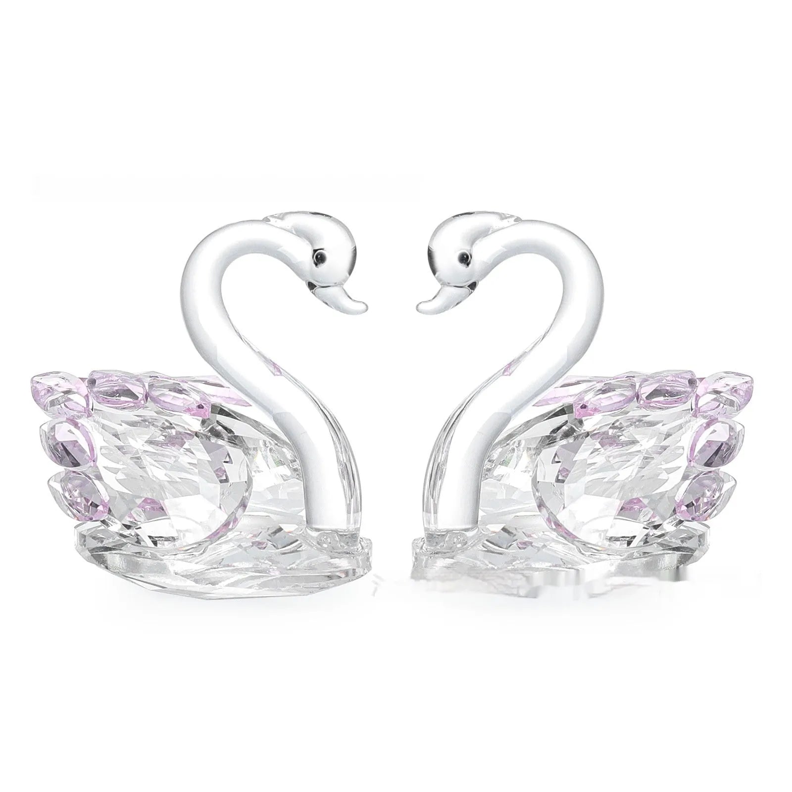 White crystal swan ornament in modern style with solid head or empty pipe construction options