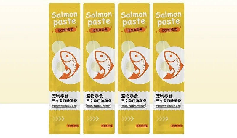 10-piece pack of cat strip snacks for kittens with four functional flavour options