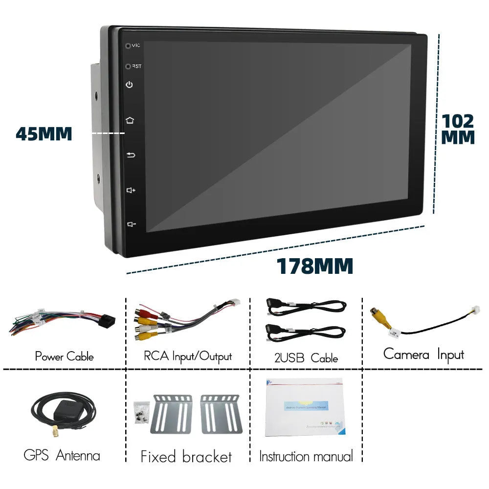 Black universal car navigation system with 7-inch screen showing GPS map display