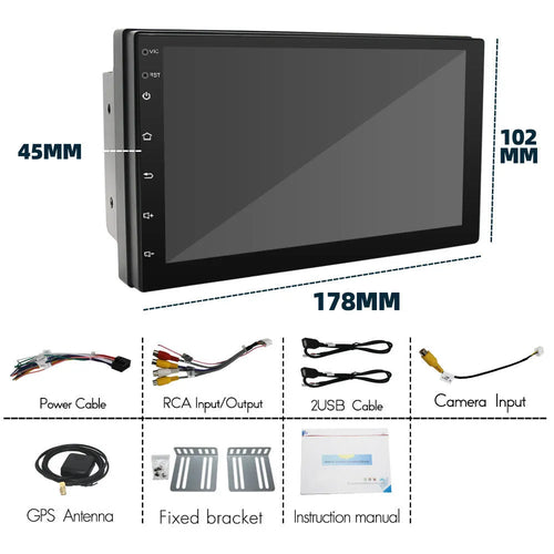 Black universal car navigation system with 7-inch screen showing GPS map display