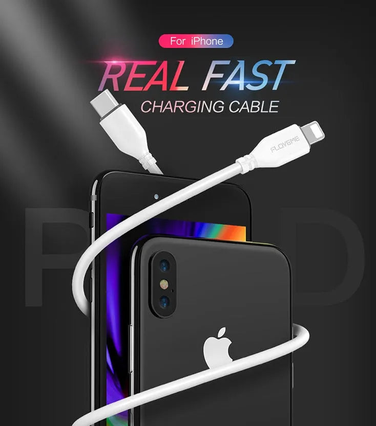 White braided USB-C to Lightning cable with aluminium connectors, 1 metre long