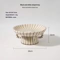 Black and white striped synthetic resin fruit plate with retro design for dessert serving