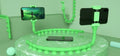 Black flexible arm phone holder with suction cup base bent into an S-shape, holding a mobile phone.