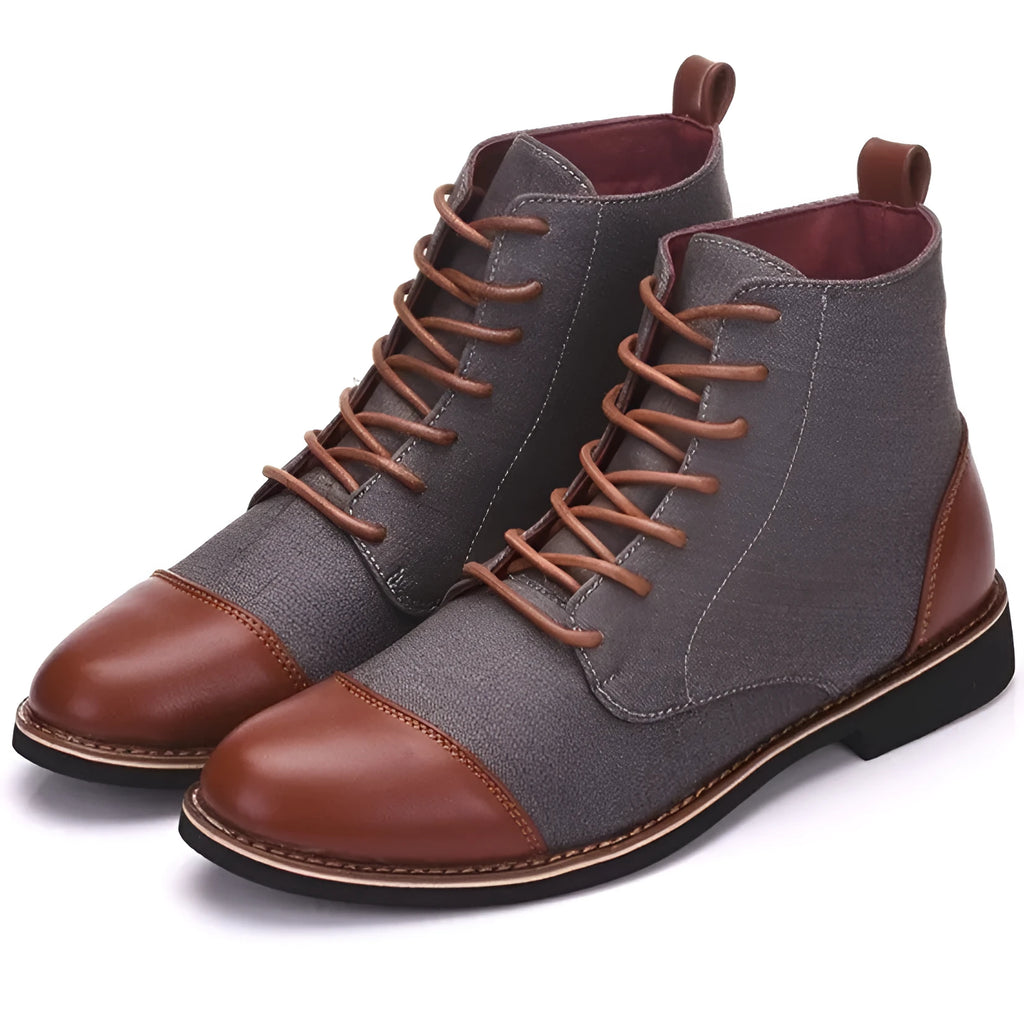 Leather motorcycle boots with belt buckle detailing in black colour